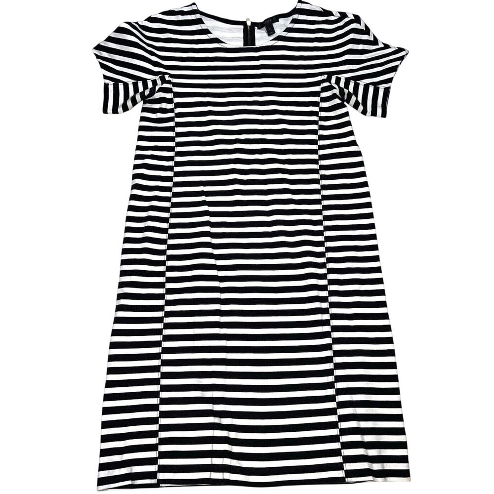 J.Crew Dress Size Small Black White Striped Cotton Stretch Casual Office Capsule